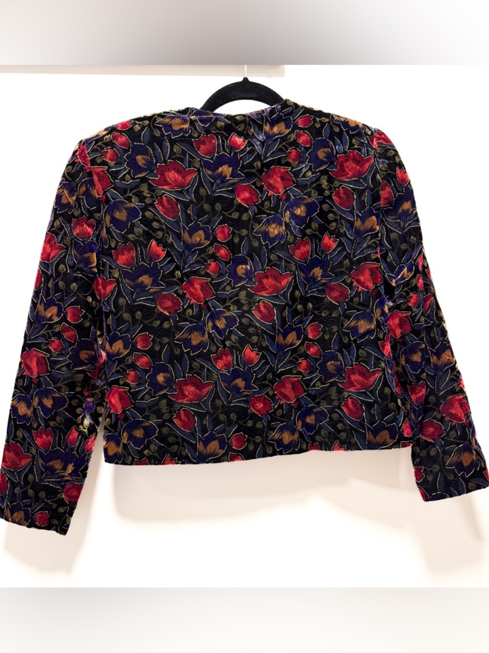 Vintage BROCHURE Velvet Floral Cropped Jacket | Medium - Picture 7 of 7